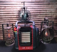 Mr. Heater «Buddy» Single Tank Wood Stove, Heat Powered Fan Mount. Custom Built.