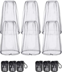 6 Pack Mosquito Head Net Mesh for Hiking & Outdoors Bug Face Netting over Hat Fi