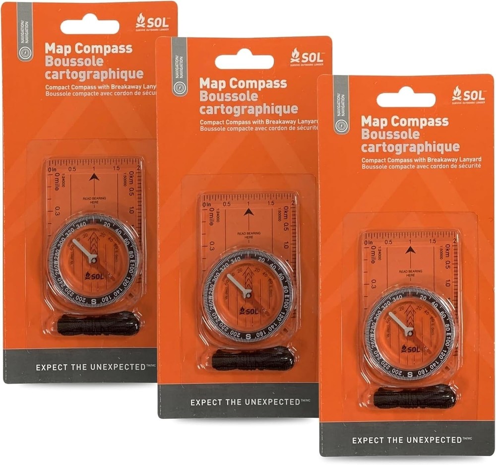 Map Compass Hiking Gear Survival Pack of 3)
