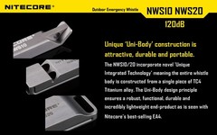Nitecore NWS10 Outdoor Emergency Whistle TC4 Titanium Alloy Survival SOS 120db