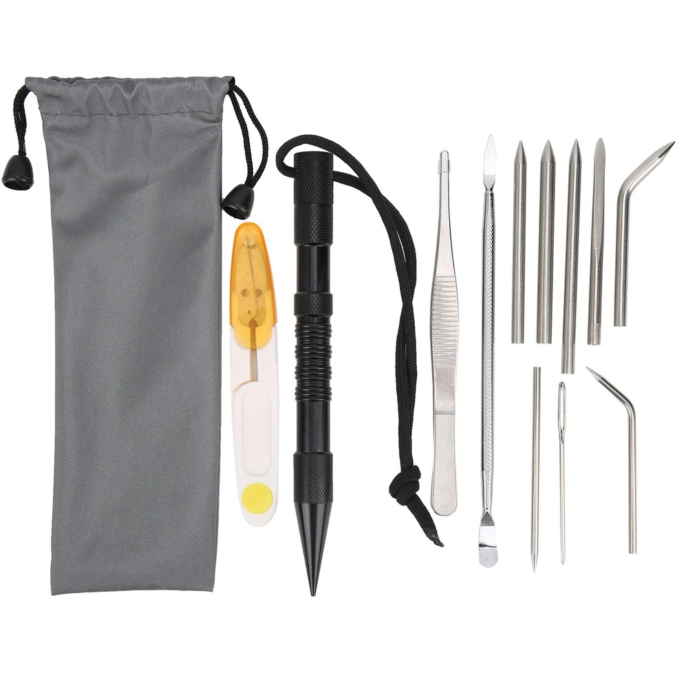 12Pcs/Set Black Aluminium Parachute Cord Needles Set Bracelets DIY Knitting Tool