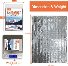 Survival Emergency Mylar Thermal Blankets 4 -Pack, Large 82” X 62“, Thermal Surv