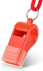 Red Emergency Whistles with Lanyard & Mouth Grip, Loud Crisp Sound, Plastic Whis