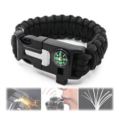 Outdoor Survival Kit Adjustable Paracord Emergency Bracelet Compass Waterproof
