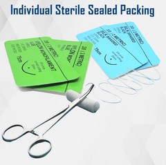 32Pc Army Surgical Kit – Sutures, Scalpel, Hemostat – Green – Military First Aid