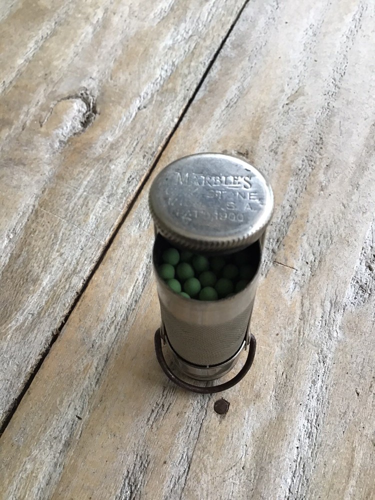 vintage: Marbles Match Stick Holder Hunting Tool 1900 Pat Hiking Camping