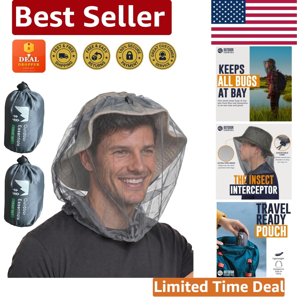 2-Pack Mosquito Head Net – Breathable Mesh for Protection Against Gnats & Midges