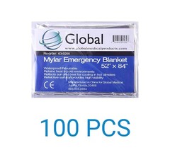 100 PACK • Emergency Solar Blanket Survival Safety Insulating Mylar Thermal Heat