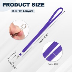 25Pcs 17.3″ Polyester Flat Lanyard with Clasp for Keys, Purple