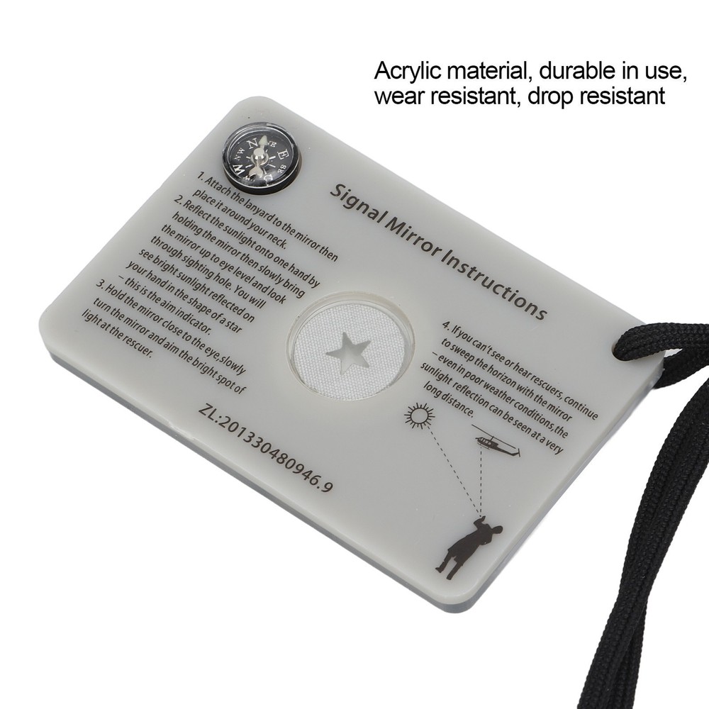 Survival Emergency Signal Mirror with Lanyard Multifunction Reflector Glass