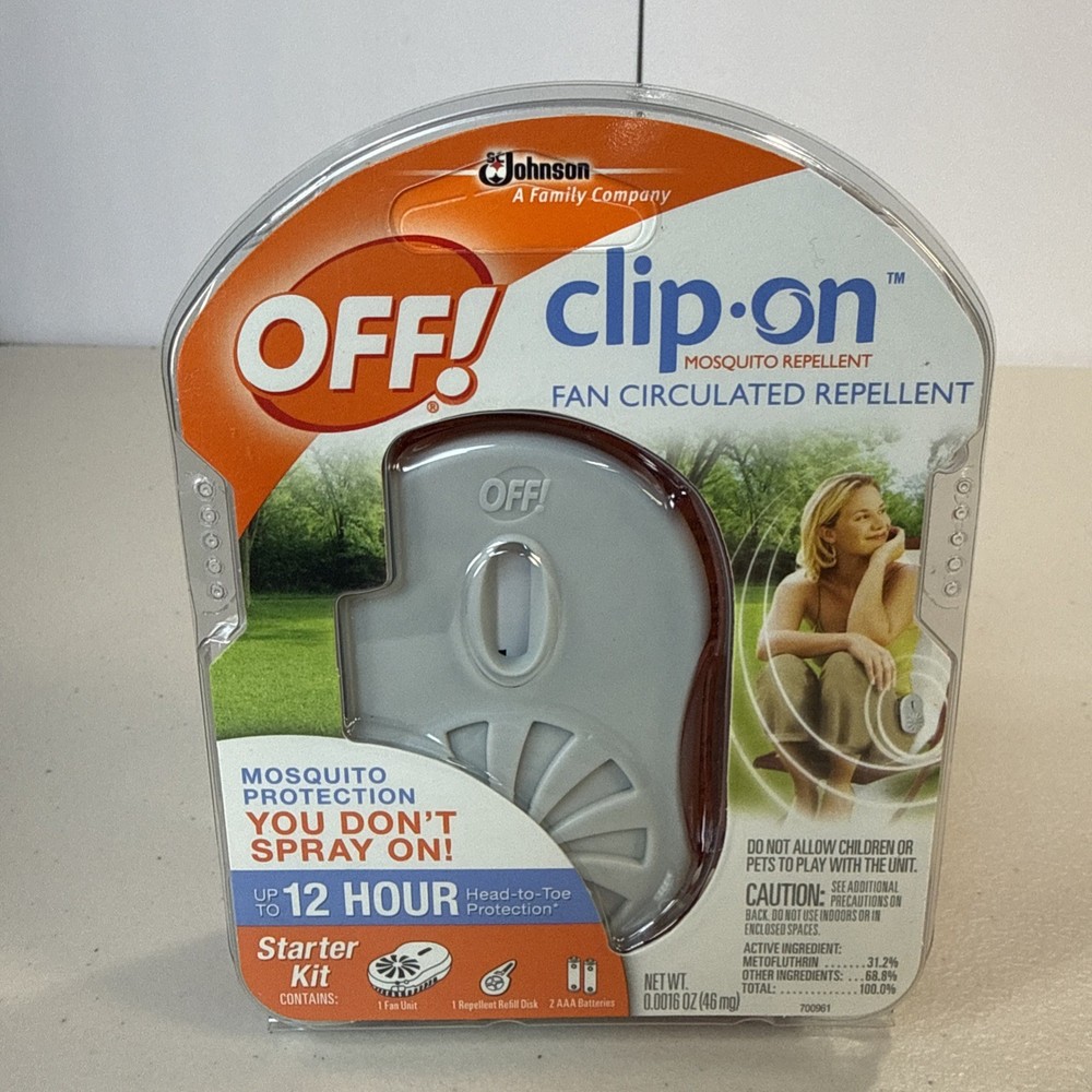 OFF! Clip-On Mosquito Repellent Fan, Battery Operated, Rotating Clip, Outdoor