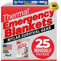Reflective Emergency Blankets – 25 Silver Mylar Survival Blankets, Bug Out Ready