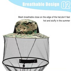 2PC Anti-Mosquito Bug Bee Insect Head Net Hat Cap Sun Protect for Fishing Camp L