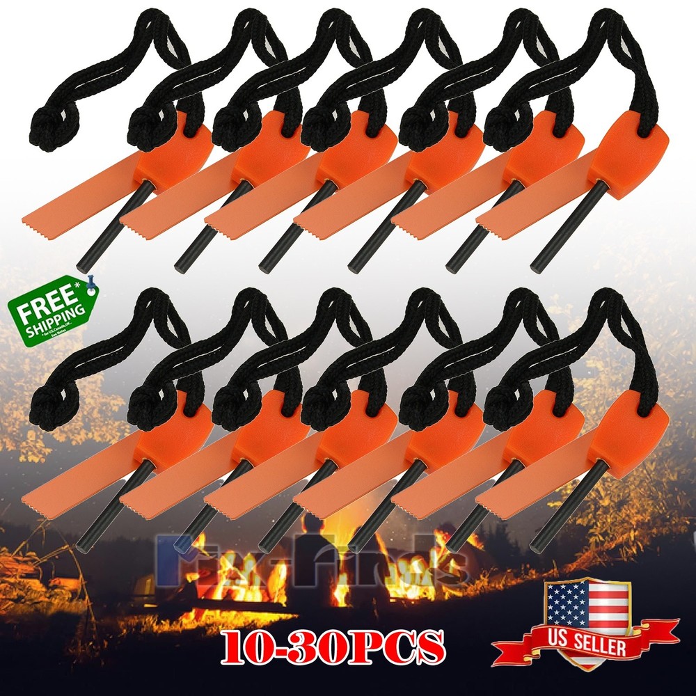 Lots 10~50Pcs Red Magnesium Fire Starter Rod Lighter Emergency Survival Tools