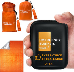 Emergency Blanket 2-Pack/4-Pack, Extra-Thick Extra-Large Space Blankets with Whi
