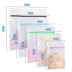 GOGOODA 5 Pack Mesh Laundry Bags, 1*XXL+1*XL+1*L+1*M+1*S, White