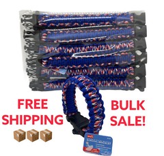 Paracord Cord Bracelet Red White And Blue Cobra 9″ Inch Survival Whistle 16 Pack