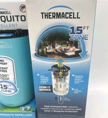 2x Thermacell Patio Mosquito Repeller with Refill, Scent-Free, 15 Ft Zone, Blue