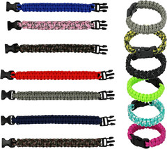 12-Pack Paracord Survival Bracelets Quick-Release Clip Assorted Colors 2 Sizes M