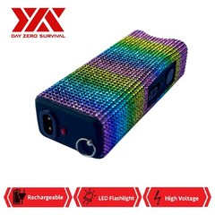 New Pastel Lemonade Bling Jewel Rhinestone Rechargeable Self Defense Stun Gun