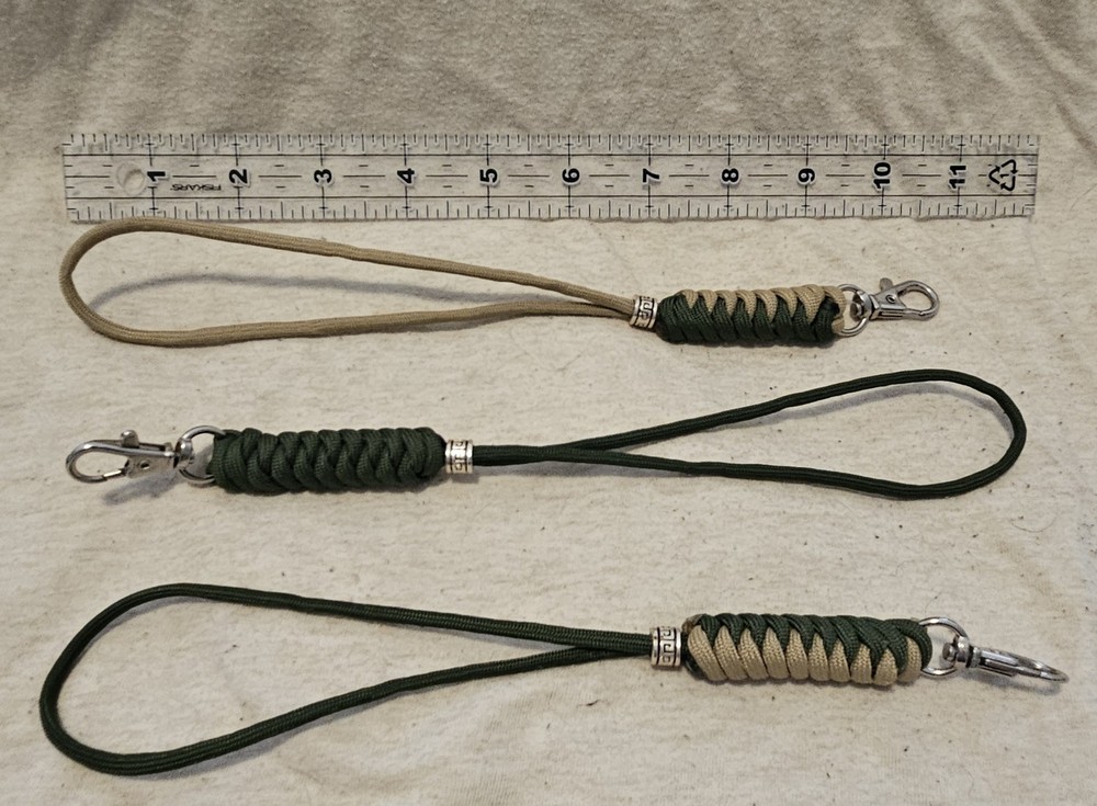 550 Paracord Wrist Lanyards, Army Green and Grizzly, 1.5 » Swivel Snap Hook