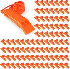 Emergency Whistles 100 Pcs Bulk Loud Safety Survival Lanyard Camping Coach Kids
