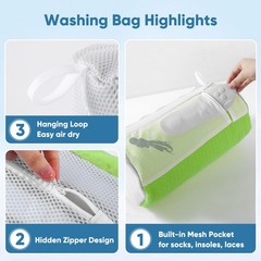 M-Better Shoe Washing Bag 2Pack – Reusable Laundry with Mesh Green