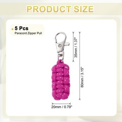 Paracord Zipper Pull, 80 mm Length for Backpacks – Cylinder (5 Pack, Orange Red)