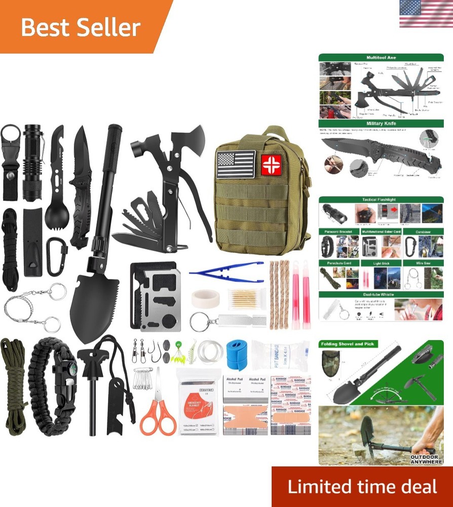Ultimate 142-Piece First Aid and Survival Gear Kit – A Must-Have for Outdoorsmen