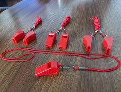 20 Pcs Plastic Loud Whistles with Lanyard for Referee Coaches Basketball Footbal