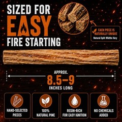 Fatwood Fire Starter Sticks 2 lb, Natural Pine Kindling Wood Fire 2lbs Fatwood