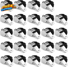 Whistle 24 PCS Professional Stainless Steel Whistles with Lanyards in Bulk Very.