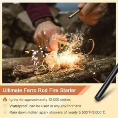 2 Pack Ferrocerium Rod Fire Steel,3/8×4 Inch Ferro Rod Fire Starter,Camping