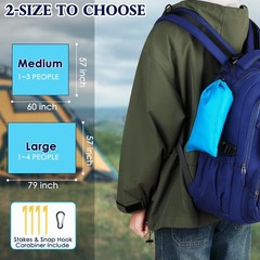 Blue Pocket Picnic Blanket 57 x 60 Inch Waterproof Outdoor Mat