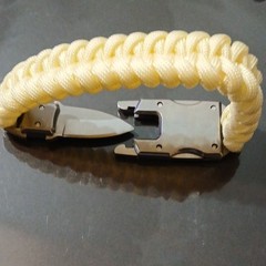 Yellow Nylon Paracord Bracelet w/ Emergency Knife Buckle 6in 550lb 7-Strand