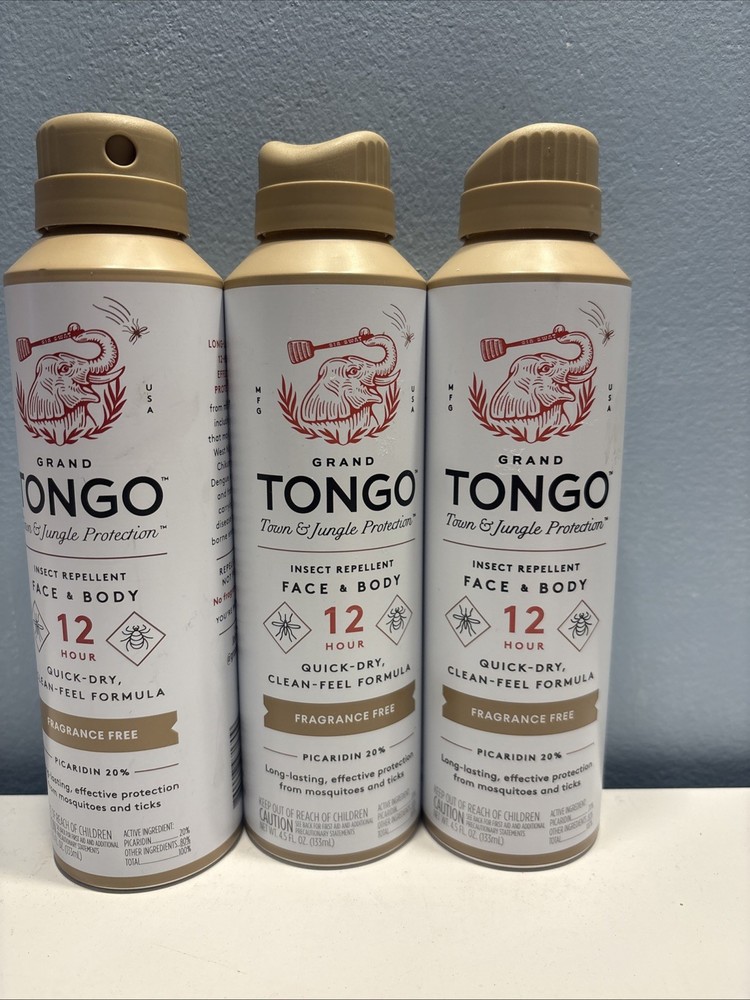 3pk Grand Tongo Fragrance Free Insect Mosquito Repellent Bug Spray DEET Free