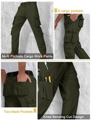 Men’s BDU Casual Military Pants, Tactical Wild Army 34, Cotton Green