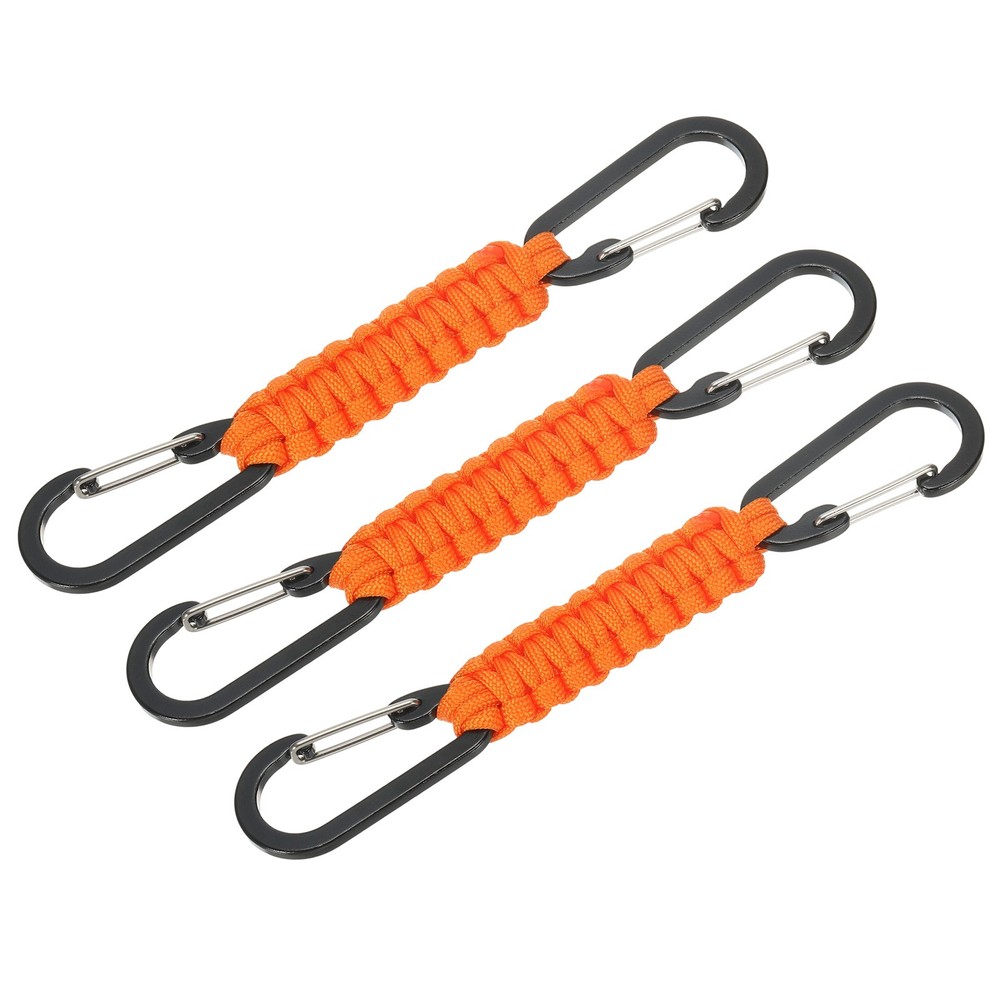 Paracord Keychain Aluminum Paracord Lanyard Key Chain – (3 Pack, Orange)