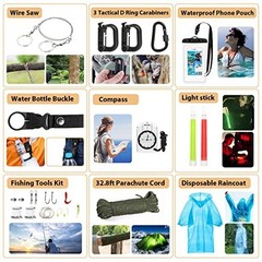 250Pcs Survival Gear Kit with Molle Bag & Emergency Tent – First Aid, Hiking, Ou