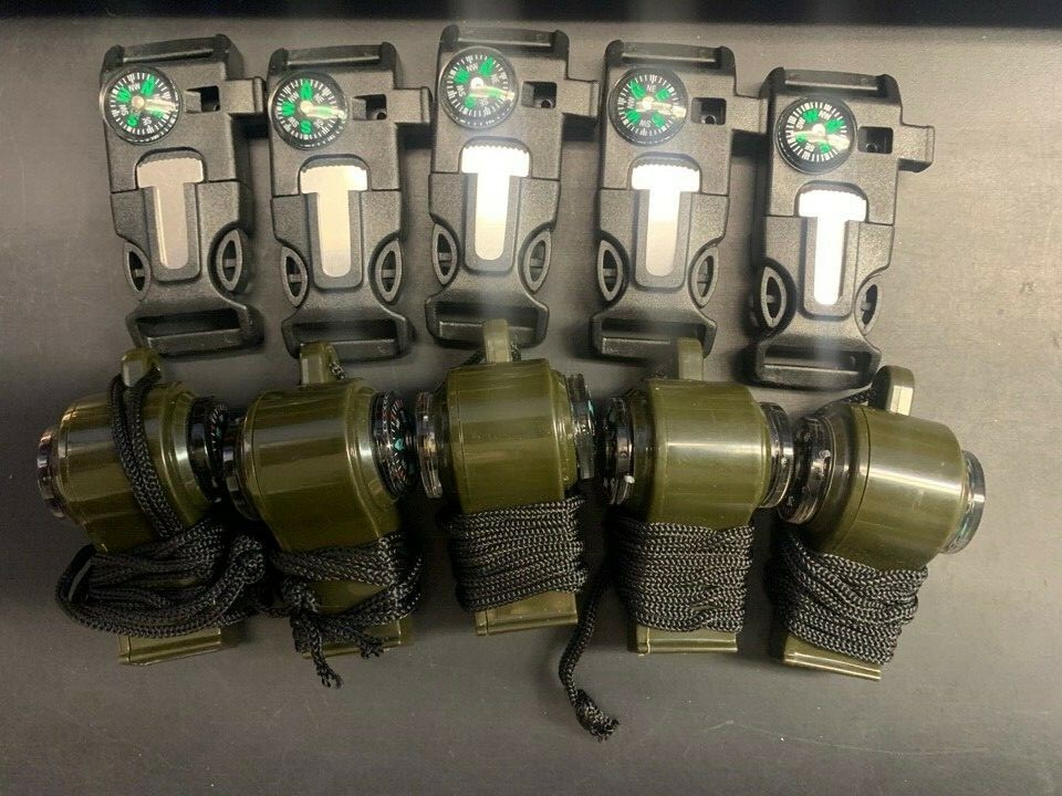 10x Paracord Buckle Clip Whistle Compass Blade&Compass SurvivalParacord Bracelet