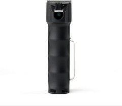 Pepper Gel for Self Defense,18-Foot Range, Flip-Top Safety, Belt Clip, black