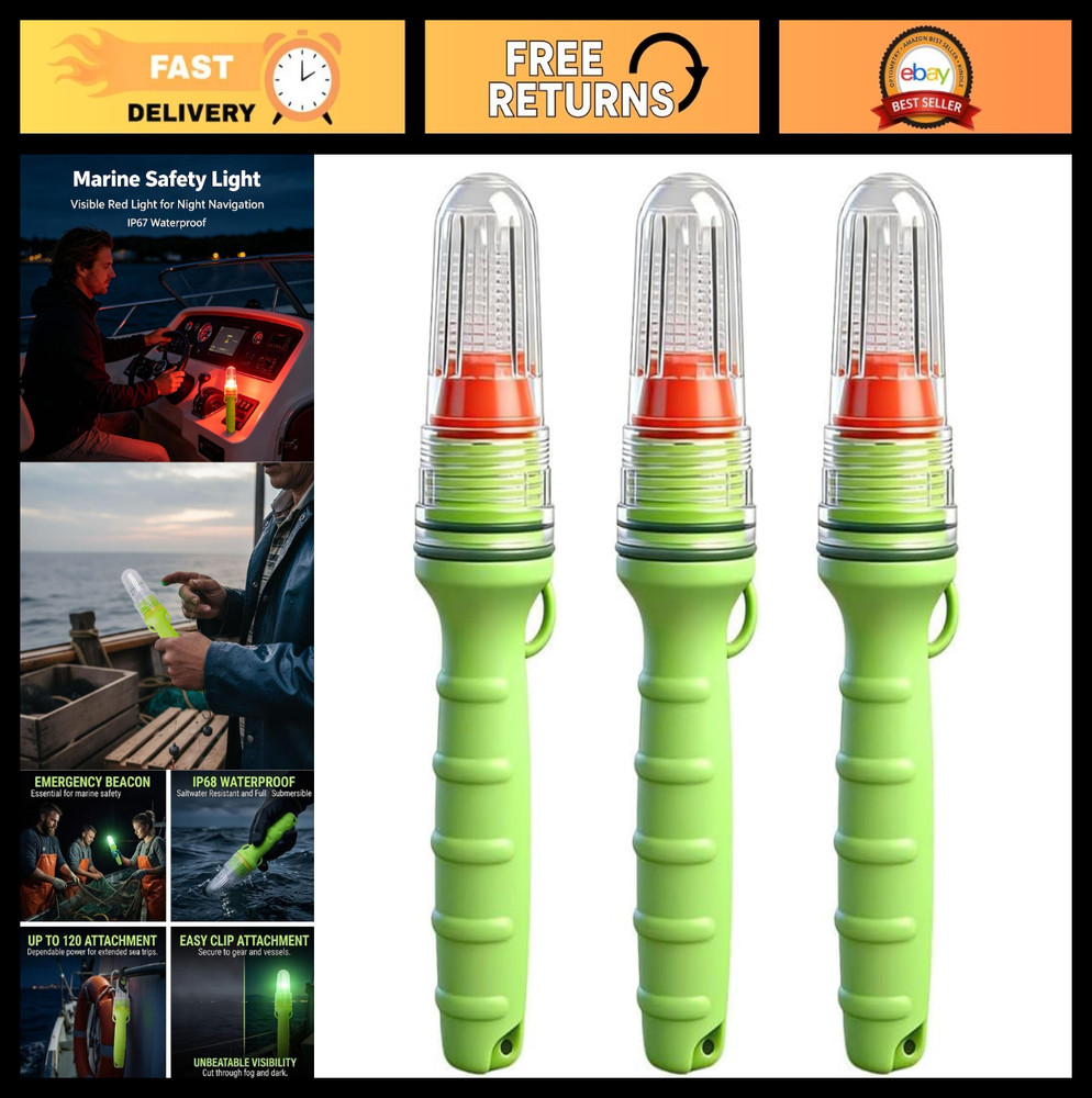 3 PCS Electronic Boat Flares, Coast Guard Approved Distress Signals for Fishing