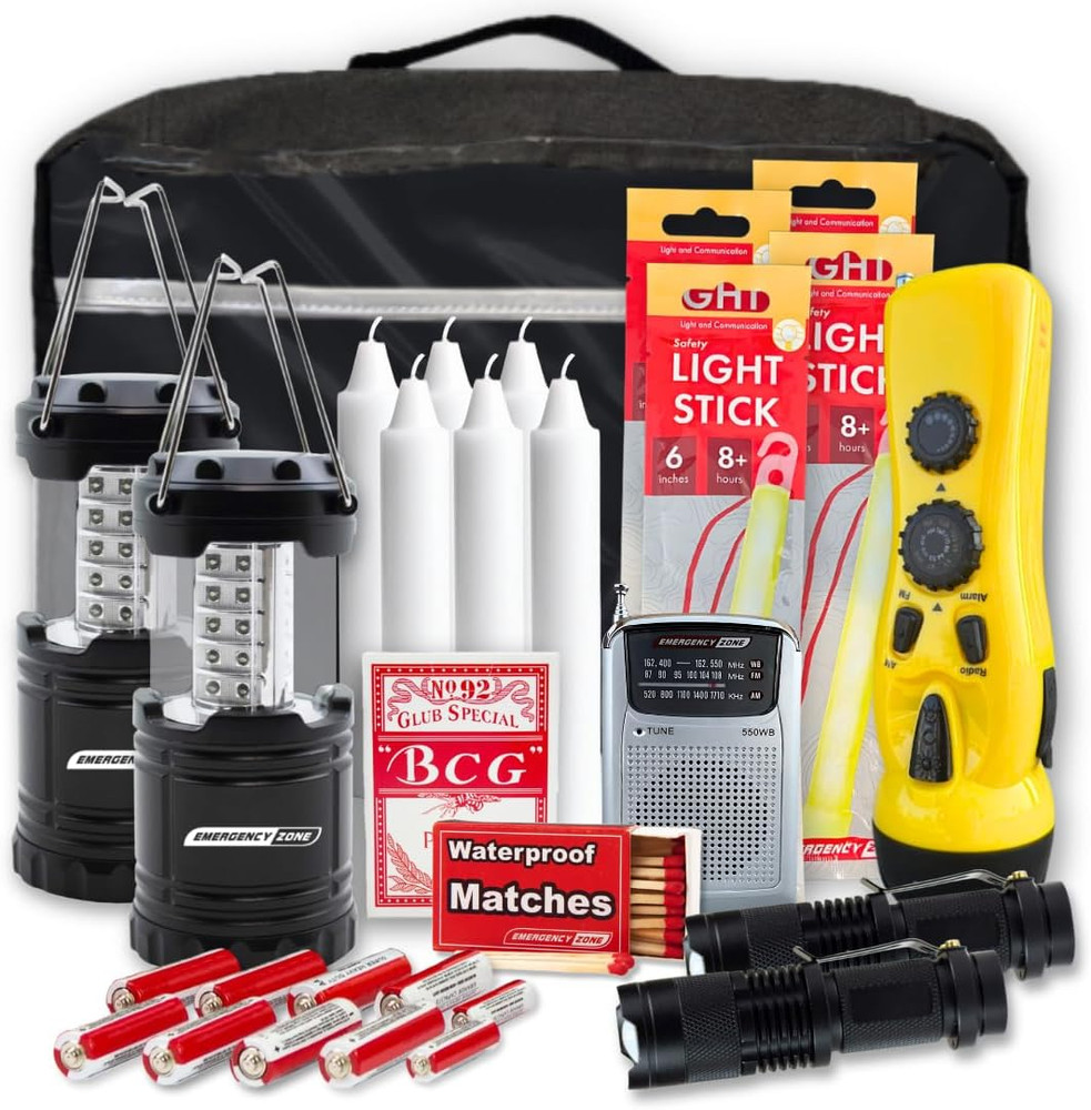 Power Outage Emergency Kit Radio Lantern Flashlight Hurricane Storm Set
