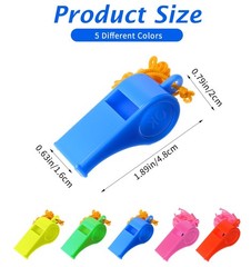 25 Pcs Multicolor Plastic Whistles with Lanyard for Outdoor Coach Training