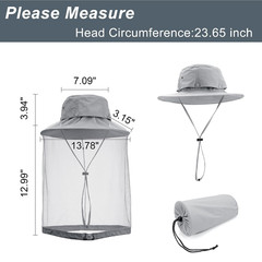 Mosquito Head Net Hat with Hidden Net Mesh for Outdoor Lover Hiking Fishing Beek