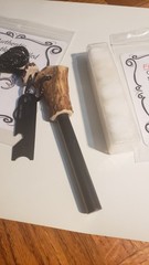 Authentic Deer Antler Handled Ferro Rod Fire Starter Petroleum Balls & Free Gift
