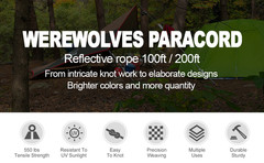 Reflective Paracord Rope 7 Strand Type III Parachute Cord 4mm 100ft / 200ft for