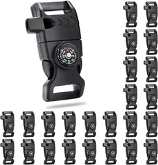 5/8 Inch Compass Flint Scraper Fire Starter Whistle Buckle Plastic Paracord Brac