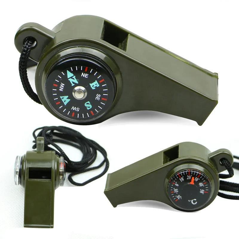 3-in-1 Survival Whistle with Compass & Thermometer for Camping & Emergencies