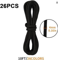 26 Colors Paracord Rope 10ft 4mm 550 Survival Cord for Camping & DIY Crafts
